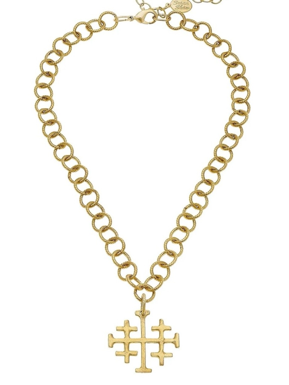 SUSAN SHAW Jerusalem Cross Chain Necklace